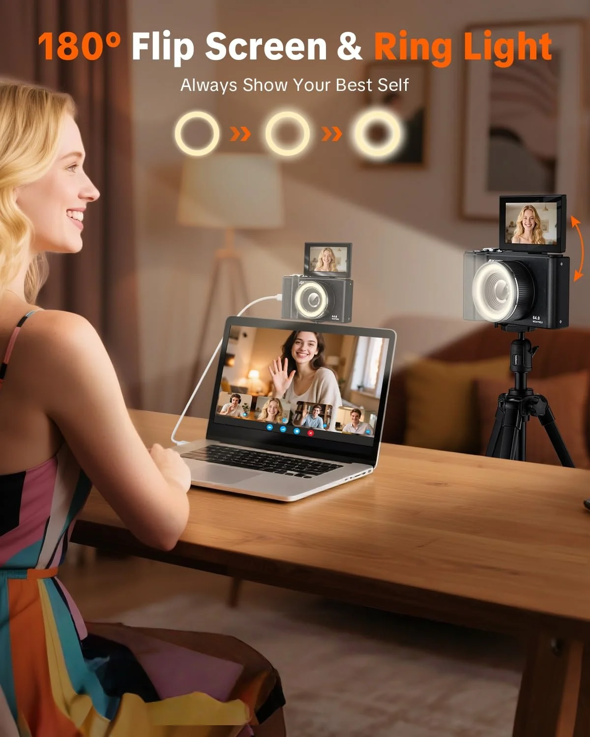 4K Digital Camera for Photography,4k Camera with Ring Light - Image 6