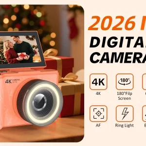 4K Digital Camera for Photography,4k Camera with Ring Light - Thumbnail Image 16