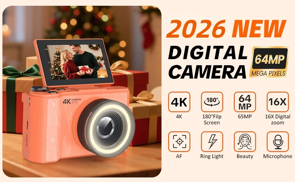 4K Digital Camera for Photography,4k Camera with Ring Light - Image 16