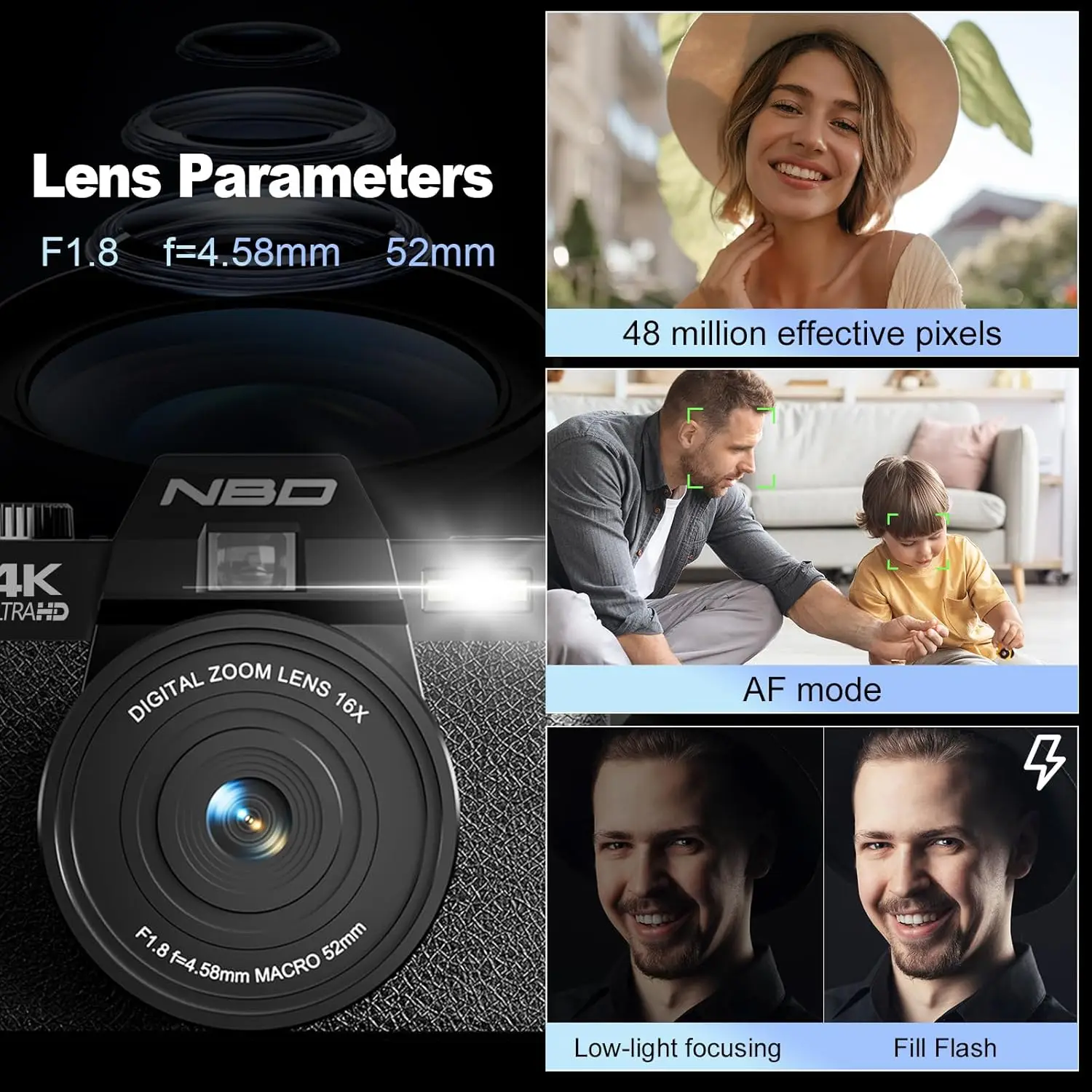 NBD 4K Digital Cameras for Photography,48MP Camera - Image 3