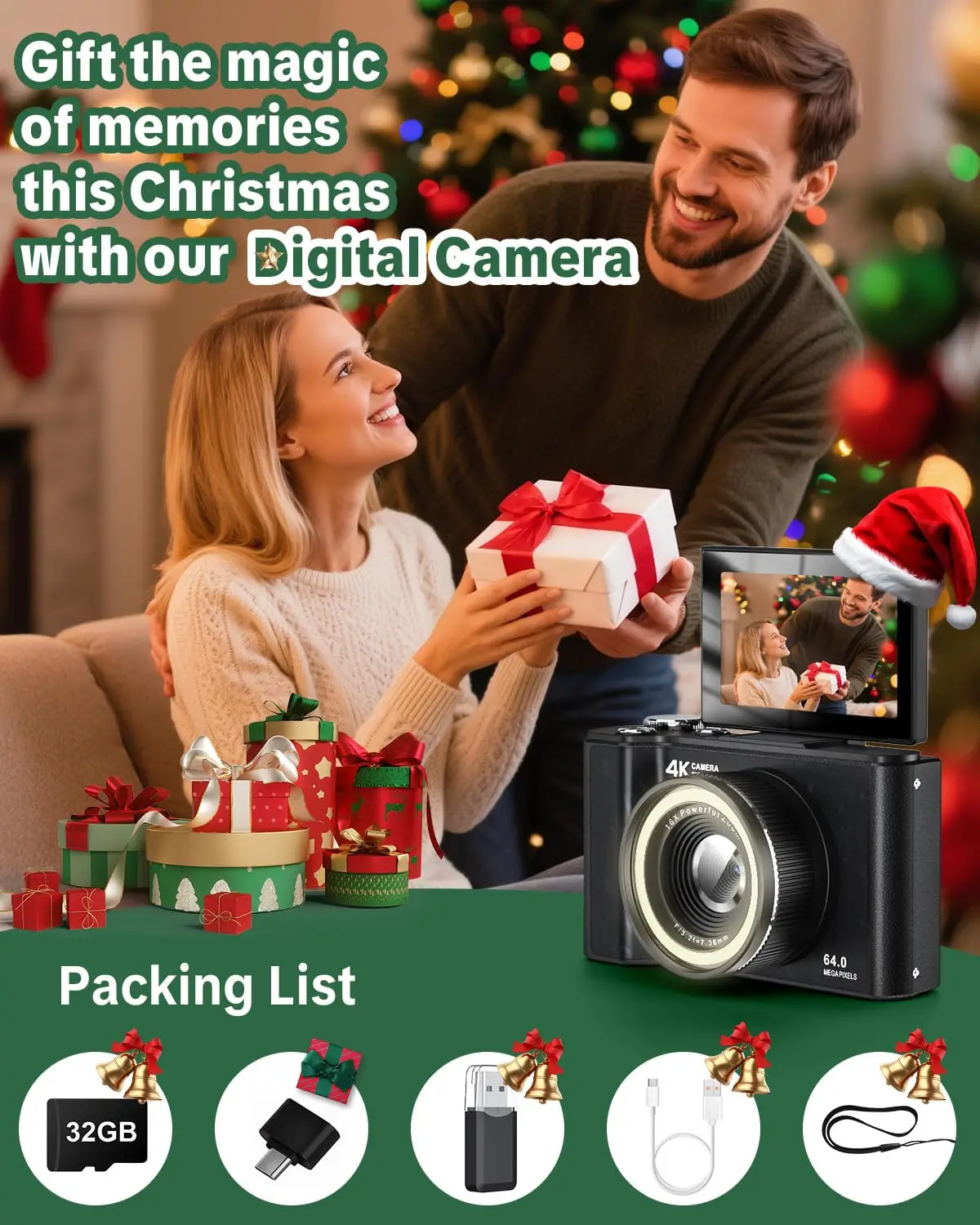 4K Digital Camera for Photography,4k Camera with Ring Light - Image 7